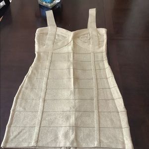 Gold bodycon mini dress